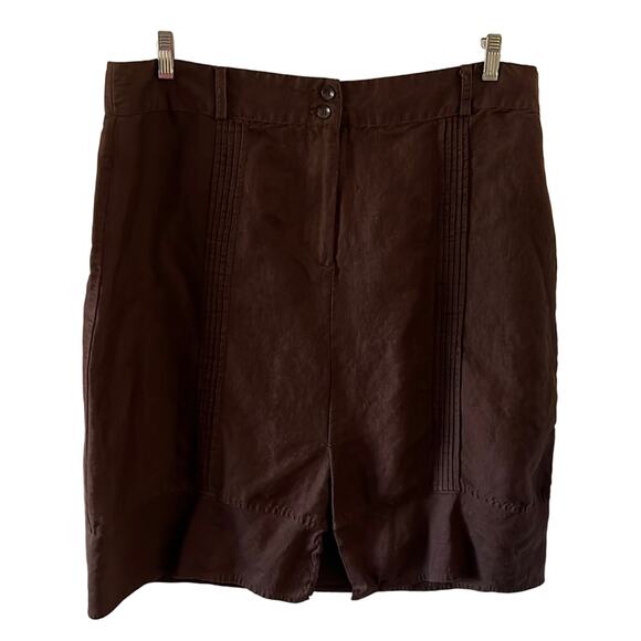 Sherry Taylor Brown Skirt Woman Size 2X Linen Look Above Knee Casual Work - Picture 1 of 8